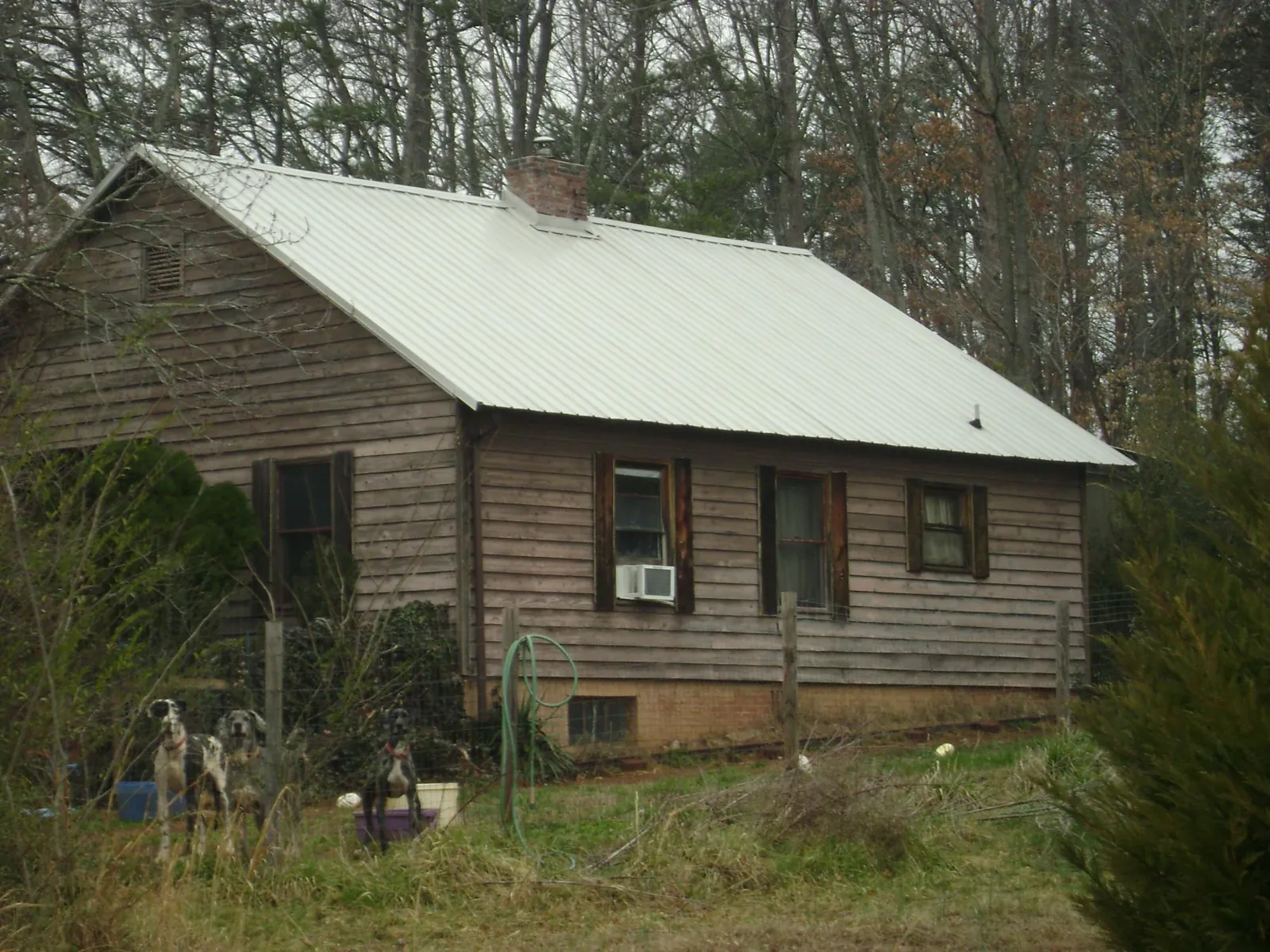 White metal roof on an old wood sided farmhouse, from a Metal Roof Installation job in Chino Valley